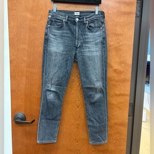 Citizens of Humanity Olivia High Rise Slim Ankle Button-fly Jeans Faded Black 28
